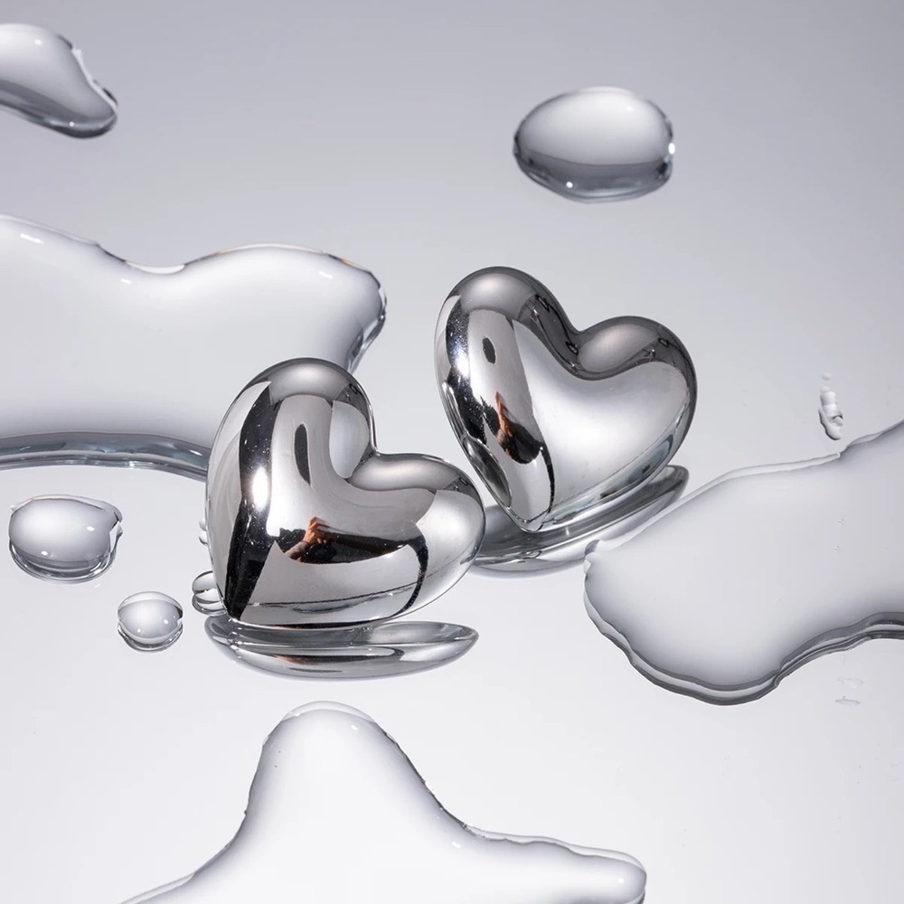 Silver Heart Stud Earrings - Picture 8 of 10